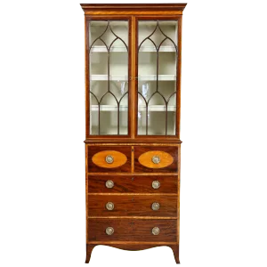 George III Small Mahogany and Satinwood Secretaire