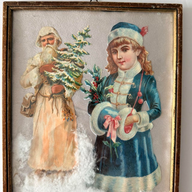 Vintage 1950s Italian Handmade Christmas Santa Wall Art With Faux Snow – Pair For Sale In Richmond - Image 6 of 9