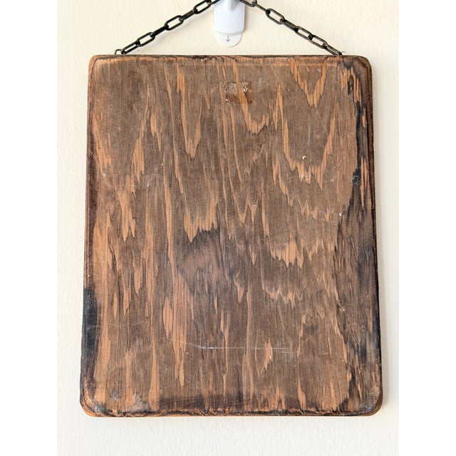American Vintage Americana Folk Art Woman With Orange Cat Wood Wall Plaque For Sale - Image 3 of 5