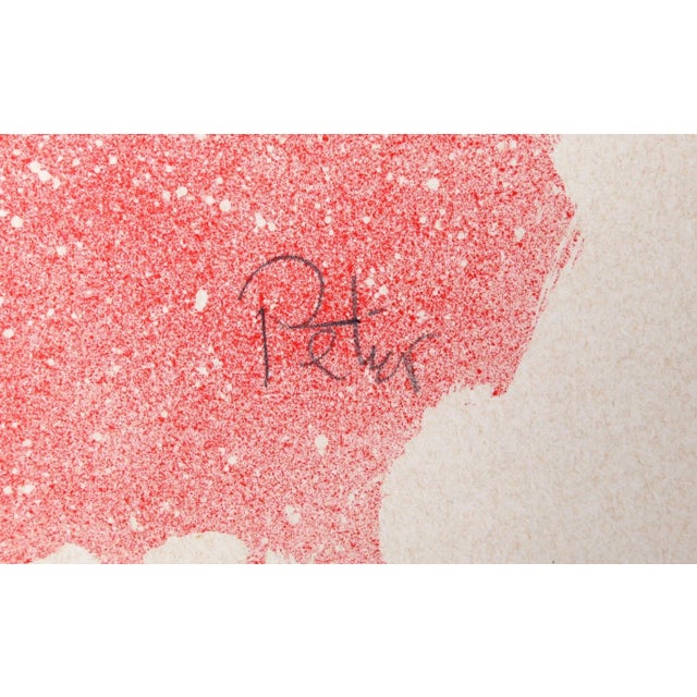 A lithograph by the American artist Dimitri Petrov (1919 - 1986) that is "Untitled - Red Face Blowing Smoke" from 1975....