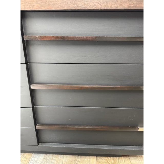 1960s 1960s Mid-Century Modern Black and Walnut Long Dresser For Sale - Image 5 of 7