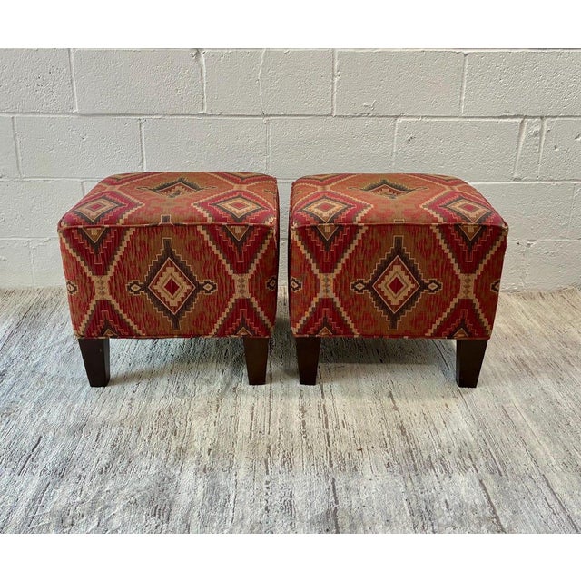 Mid-Century Modern Kilim Ottomans - Matching Pair For Sale - Image 3 of 8
