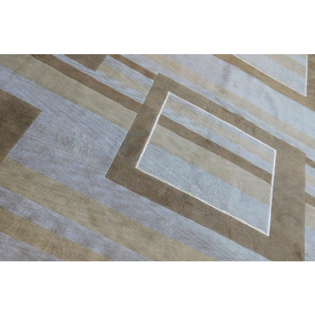 Taupe Hand-Knotted Moder Geometric Architectural Rug. 8'x 10'2" For Sale - Image 8 of 14