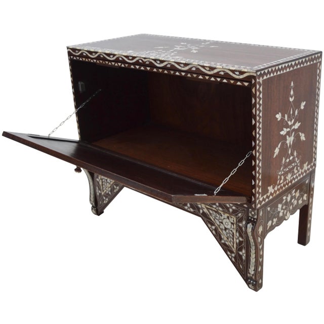 Brown Vintage Syrian Mother-Of-Pearl Damascene Art Console Table For Sale - Image 8 of 13