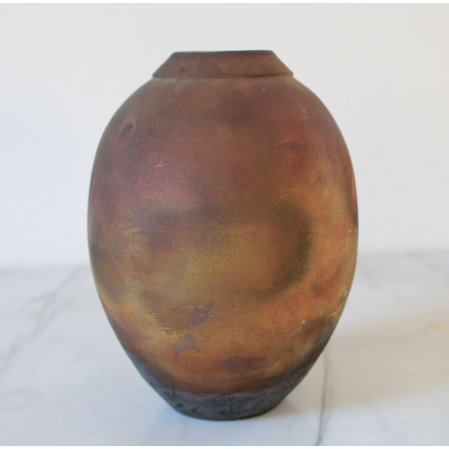 Mid 20th Century Vintage Raku Pottery Vessel or Vase For Sale - Image 5 of 9