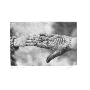 "Love" Contemporary Etching in White by Martha Holden