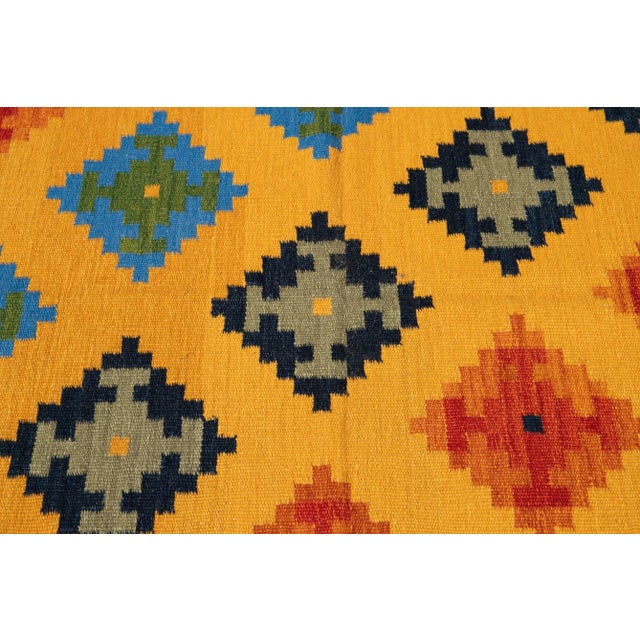 Orange 21st Century Modern Kilim Rug 5 '6'' X 8' 1''. For Sale - Image 8 of 11