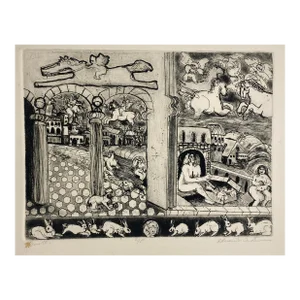 1970s Adrienne Anderson Mythological Etching