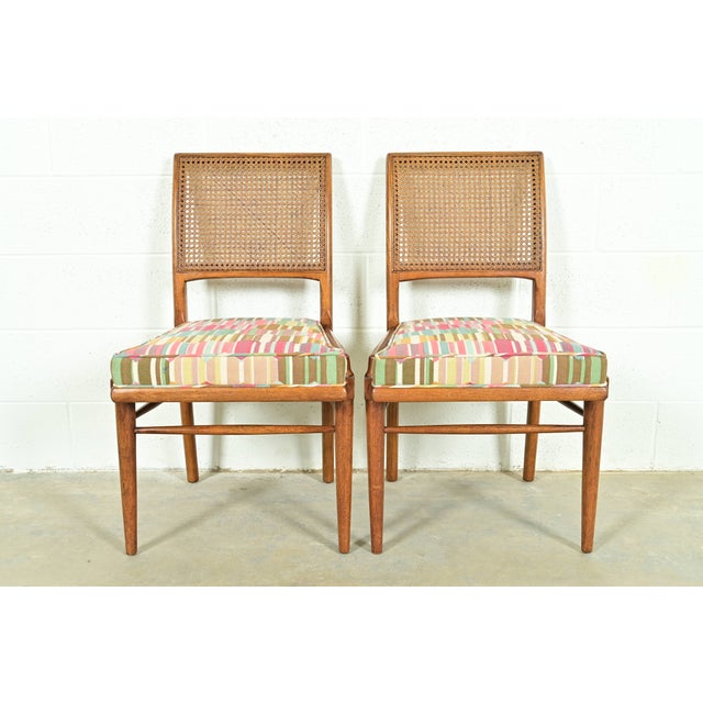 Robsjohn-Gibbings Style Mid-Century Modern Walnut and Cane Side Chairs or Dining Chairs by Henredon, Pair For Sale - Image 13 of 13
