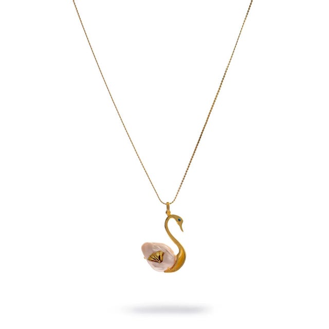 Baroque Graceful Swan Baroque Pearl & Turquoise Necklace For Sale - Image 3 of 9