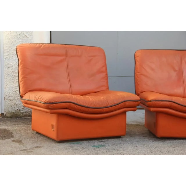Cognac Leather Gabbiano Sofa & 2 Chairs from Lev&Lev, 1980s, Set of 3 For Sale - Image 14 of 18