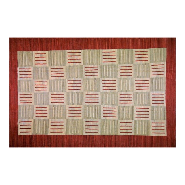 Afghan Modern Flatweave Kilim Wool Rug, 8'4"x13' For Sale