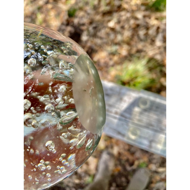 Mid-Century Modern Italian Murano Internal Bubble Spherical Paper Weight, Clear Glass For Sale - Image 3 of 9