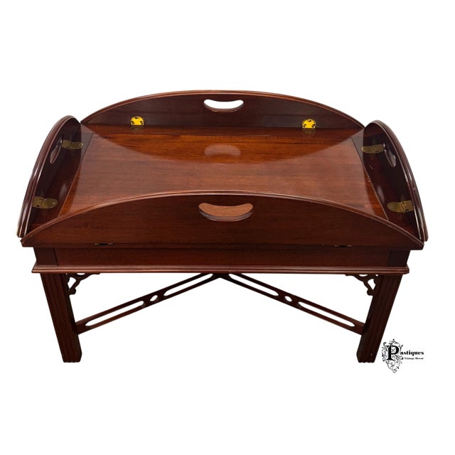 Brown Vintage Chippendale Style Mahogany Butler Coffee / Tray Table For Sale - Image 8 of 10