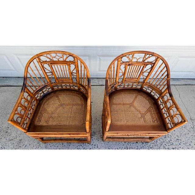 Mid 20th Century Brighton Pavilion Style Scorched Bamboo Chairs-a Pair For Sale - Image 5 of 11
