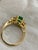 Oval Emerald and Diamond Three-Stone Ring 14 Karat Yellow Gold For Sale - Image 14 of 18