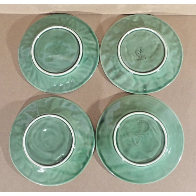 Mid-Century Modern Vintage Bordallo Pinheiro Fruit Green 7.75" Salad Plates- Set of 4 For Sale - Image 3 of 4