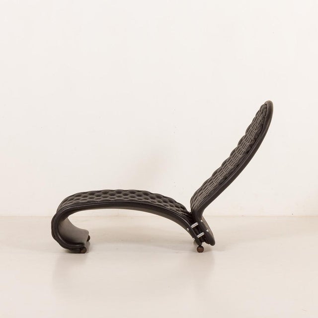 Fritz Hansen Black Leather Chaise Longue by Verner Panton for Fritz Hansen, 1970s For Sale - Image 4 of 18