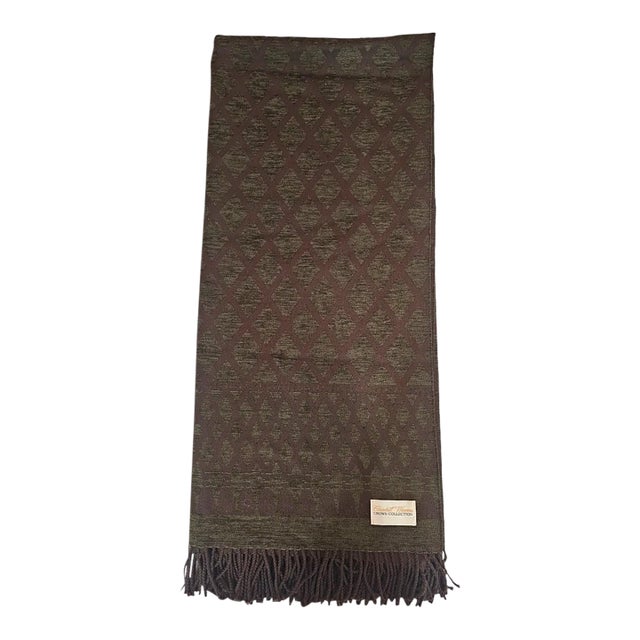 Vintage Italian Wool Jacquard Throw by Chambers Williams, Crown Collection – 62" × 72" For Sale