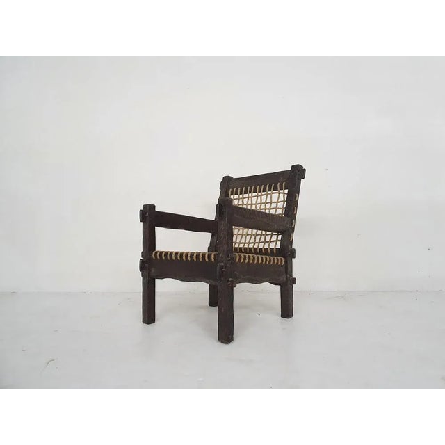 Dutch Oak and Rope Lounge Chair, 1960s For Sale - Image 4 of 12