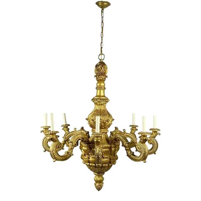 2000s George I Style Carved Giltwood Chandelier by Vaughan Design For Sale
