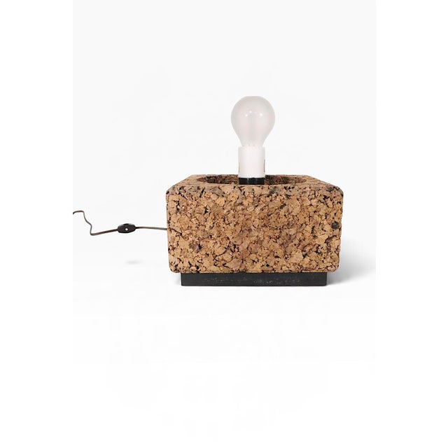 Off-white Mid 20th Century Danish Modern Cork and Glass Table Lamp For Sale - Image 8 of 17