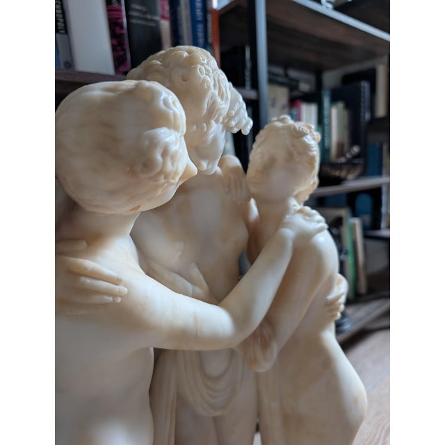 19th Century Italian Carved Alabaster Sculpture of the Three Graces After Canova - 23" For Sale - Image 4 of 13