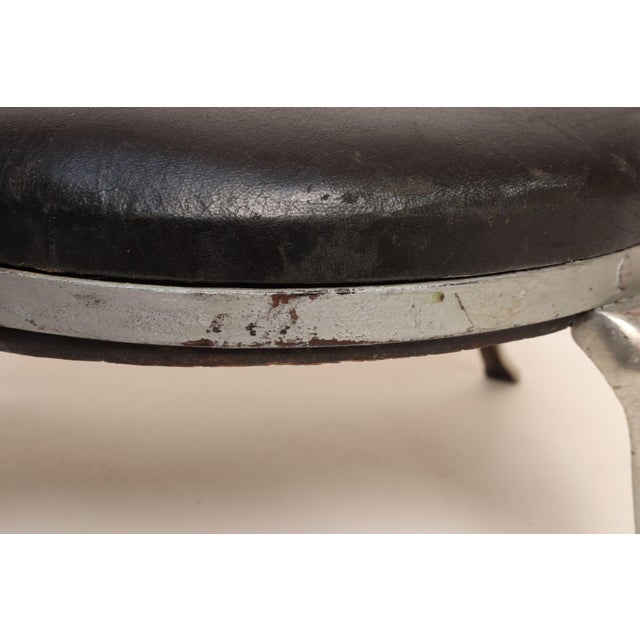 Art Deco Black Leather Footstool With Cabriole Cast Metal Legs For Sale - Image 9 of 16