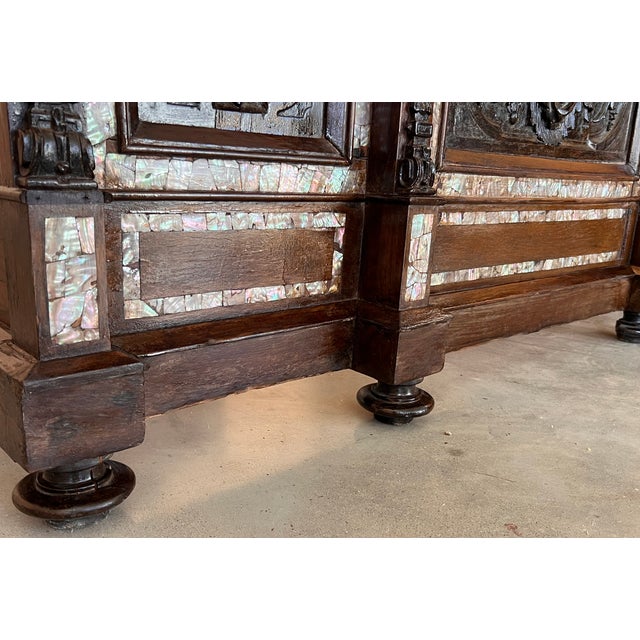 French Napoleon III Black Carved Ebonized Bed With Cherubs For Sale - Image 10 of 12