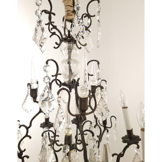French Vintage Louis XV–Style Bronze and Crystal Chandelier For Sale - Image 10 of 10