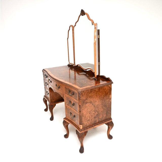 Antique Burr Walnut Dressing Table, 1930s For Sale - Image 3 of 11