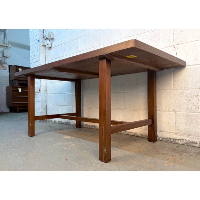 Brown Mid 20th Century Mid-Century Modern Walnut Trestle Table For Sale - Image 8 of 13