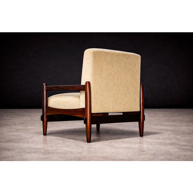 Wood Armchair in Imbuia Wood & Mohair, Michel Arnoult, 1960s For Sale - Image 7 of 10