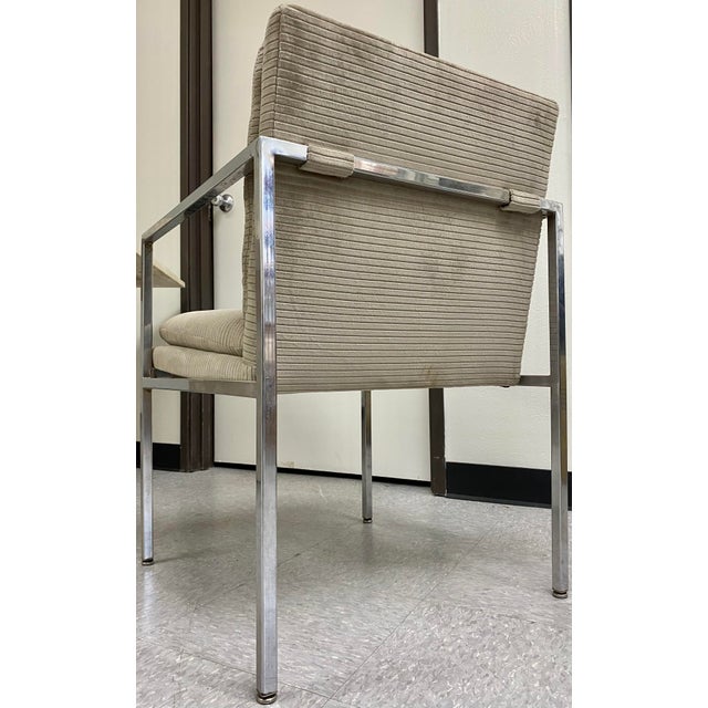 Minimalist Milo Baughman-Style Chrome Armchairs, Set of 4 For Sale - Image 6 of 13