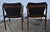 1950s Thonet Walnut Arm Chairs Mid Century Modern Black Vinyl Pair Office For Sale - Image 5 of 11