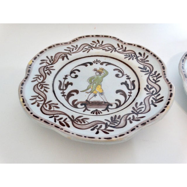 Antique French Faience Peasant Plates, a Pair For Sale - Image 6 of 10