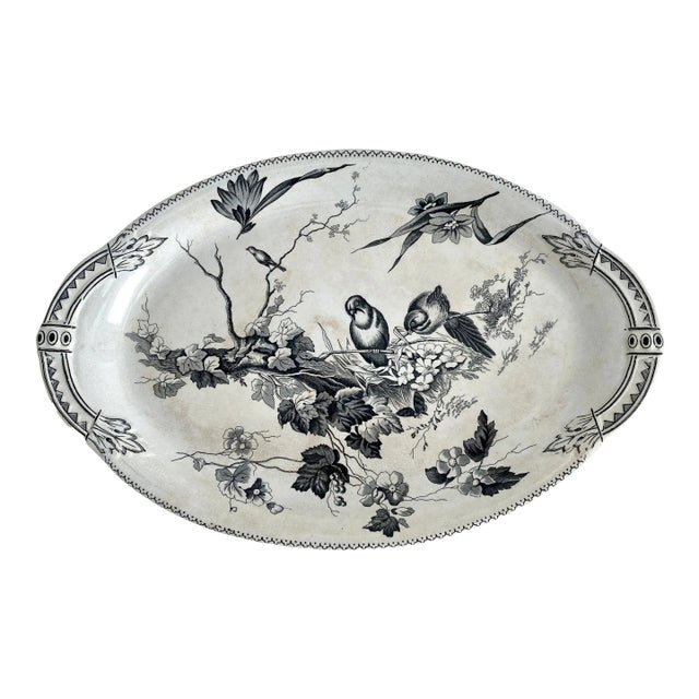 1880 English Woodlands Pottery Platter For Sale