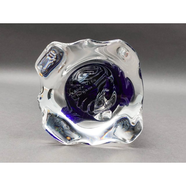 Mid 20th Century Seguso Viro Signed Large Blue & White Murano Glass Owl Figurine Sculpture For Sale - Image 9 of 10
