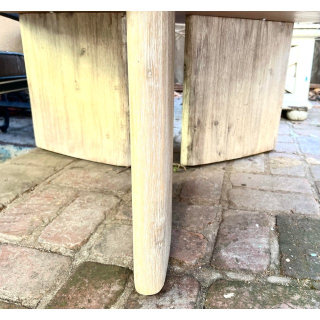 Contemporary Round Coffee Tables Wood, Caesar Stone; Unsigned For Sale - Image 11 of 12