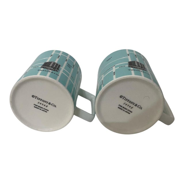 Tiffany and Co. ModernTiffany and Co. New York Fifth Avenue Manhattan Map Mugs, Blue, Limited Edition - Pair For Sale - Image 4 of 9