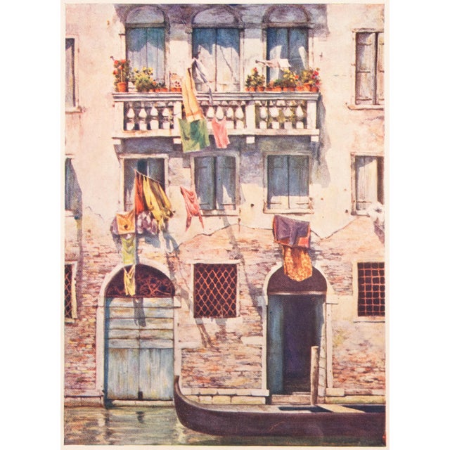 An original small period antique full-color print of Venice by Mortimer Menpes after his watercolor painting "The Weekly...
