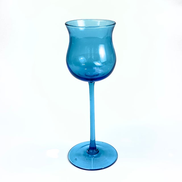 Vintage Ultramarine Glass Stemware Curation - Group of 5 For Sale - Image 9 of 18