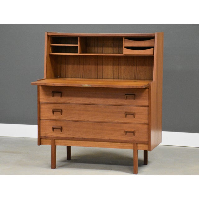 1960s Danish Modern Teak Secretary Desk For Sale - Image 4 of 10