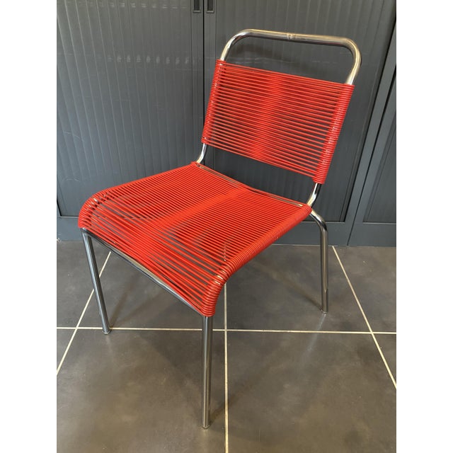 Vintage Chrome and Red Spaghetti Chair, 1960s For Sale - Image 10 of 18