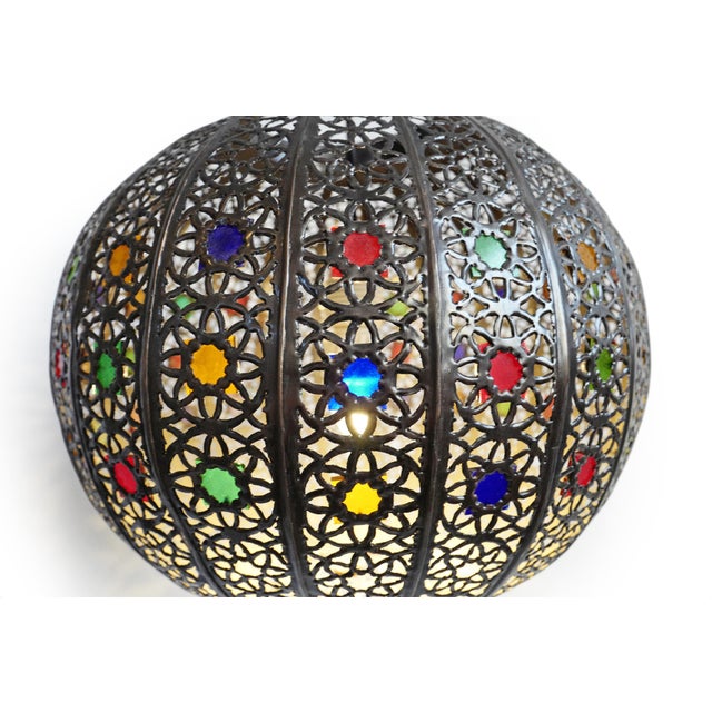 Mid 20th Century Vintage Moroccan Bronzed Riad Pumpkin Pendant Light For Sale - Image 5 of 8