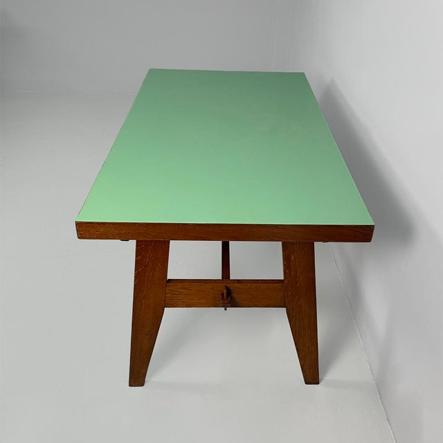 Rene Gabriel Mid-Century Modern French Oak Dining Table from René Gabriel, 1950s For Sale - Image 4 of 16