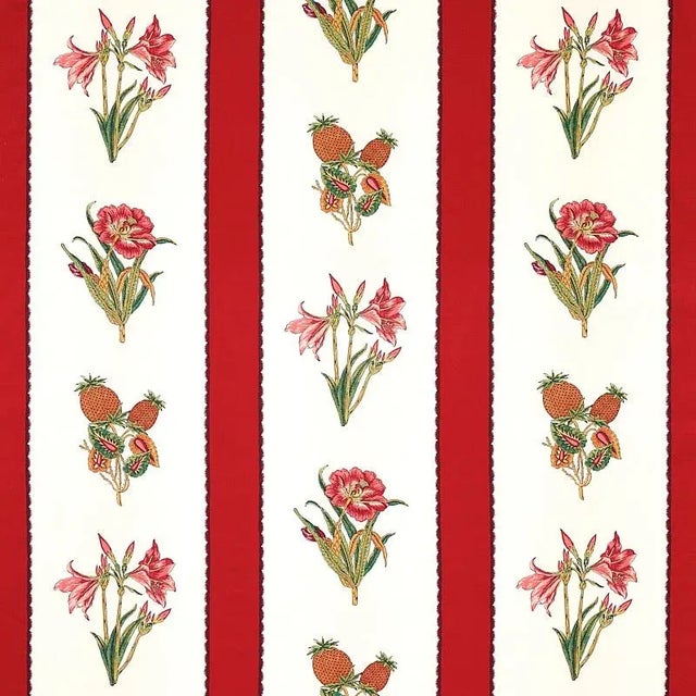 Based on a tiny fragment from the archives, this intermittent stripe features exotic botanicals interspersed with color....
