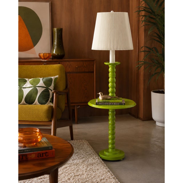 Authentic 1970s Lime Green Floor Lamp | Sculptural Side Table Lamp | Hollywood Regency Meets Italian Modern A fabulous...