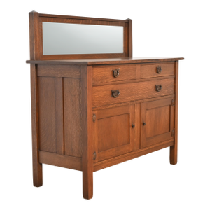 Stickley Brothers Antique Mission Oak Arts & Crafts Sideboard or Bar Cabinet, Circa 1900