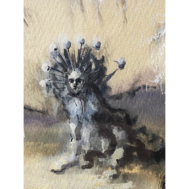 Vintage Surreal Landscape Original Watercolor C.1970 For Sale - Image 9 of 12
